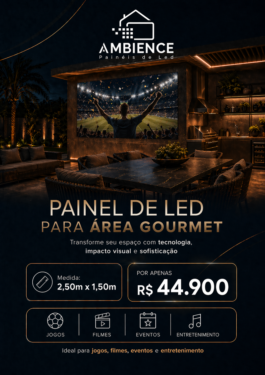 Folder painel LED 2,50m x 1,50m por R$ 44.900